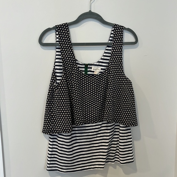 Anthropologie Meadow Rue Floral Striped Tiered Tank Size Medium - Picture 2 of 6